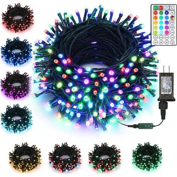 Color Changing Christmas Lights, 98ft 300 LED RGB Xmas tree Lights,Fairy Twinkle - Picture 1 of 6